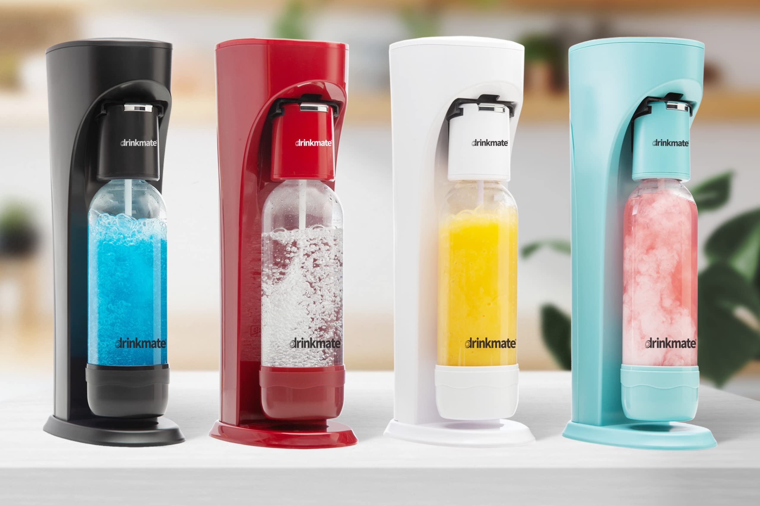 DrinkMate OmniFizz Sparkling Water and Soda Maker, Carbonates Any Drink Without Diluting It, CO2 Cylinder Not Included (Royal Red)