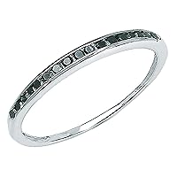 Dazzlingrock Collection 0.25 Carat (ctw) Round Black Diamond Wedding Stackable Band 1/4 CT, Sterling Silver
