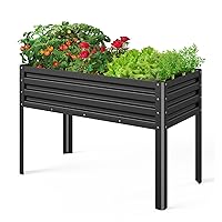Galvanized Raised Garden Bed Outdoor for Vegetables Flowers Herb, Elevated Metal Planter with Legs, Metal Garden Box for Gardening Backyard, Easy Assembly, 48x24x32in, Black