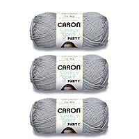 Caron Simply Soft Party Silver Sparkle Yarn - 3 Pack of 85g/3oz - Acrylic - 4 Medium (Worsted) - 164 Yards - Knitting, Crocheting & Crafts