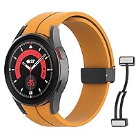 MoKo MoKo Bands Compatible with Samsung Galaxy Watch 6/5/4 40mm 44mm/Watch 6 Classic 43mm 47mm/Watch 5 Pro 45mm/Watch 4 Classic 42mm 46mm, Magnetic D-Buckle Replacement Silicone Strap,Yellow
