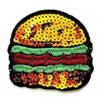 Nipitshop Patches Breakfast Hamburger Food Bread Cartoon Iron On Patches Cartoon Embroidery 222 Badges for Sewing Kids Clothing