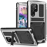 ANROD for Samsung Galaxy S23 Ultra 5G Case,Life Waterproof Shockproof Hard Case Aluminum Metal Gorilla Glass Military Heavy Duty Sturdy Protector Cover for Galaxy S23 Ultra 5G,with Kickstand (Silver)