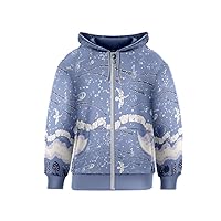 PattyCandy Kids Zip Up Hoodie Jackets with Side Pockets Woodland Unicorns & Forest Pattern for 2-13 Years Old