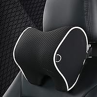 Car Neck Pillow, Relieve Neck Fatigue, 100% Soft Memory Foam, Soft and Breathable ice mesh and Knitted Fabric Cover, can be Used on Both Sides.(Black)