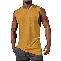 Men's Workout Muscle Tanks Gym Vest Fitness Jogging Sports Tank Tops Solid Basic Tee Athletic Sleeveless T-Shirts