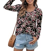 Feiersi Womens Tops Loose Long Sleeve Tshirts Casual Crew Neck Blouse with Pocket
