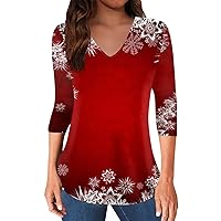 2023 Christmas Shirts for Women Fashion V Neck Graphic Tops Long Sleeve Sexy Blouse Fall Loose Fit Tee Shirt
