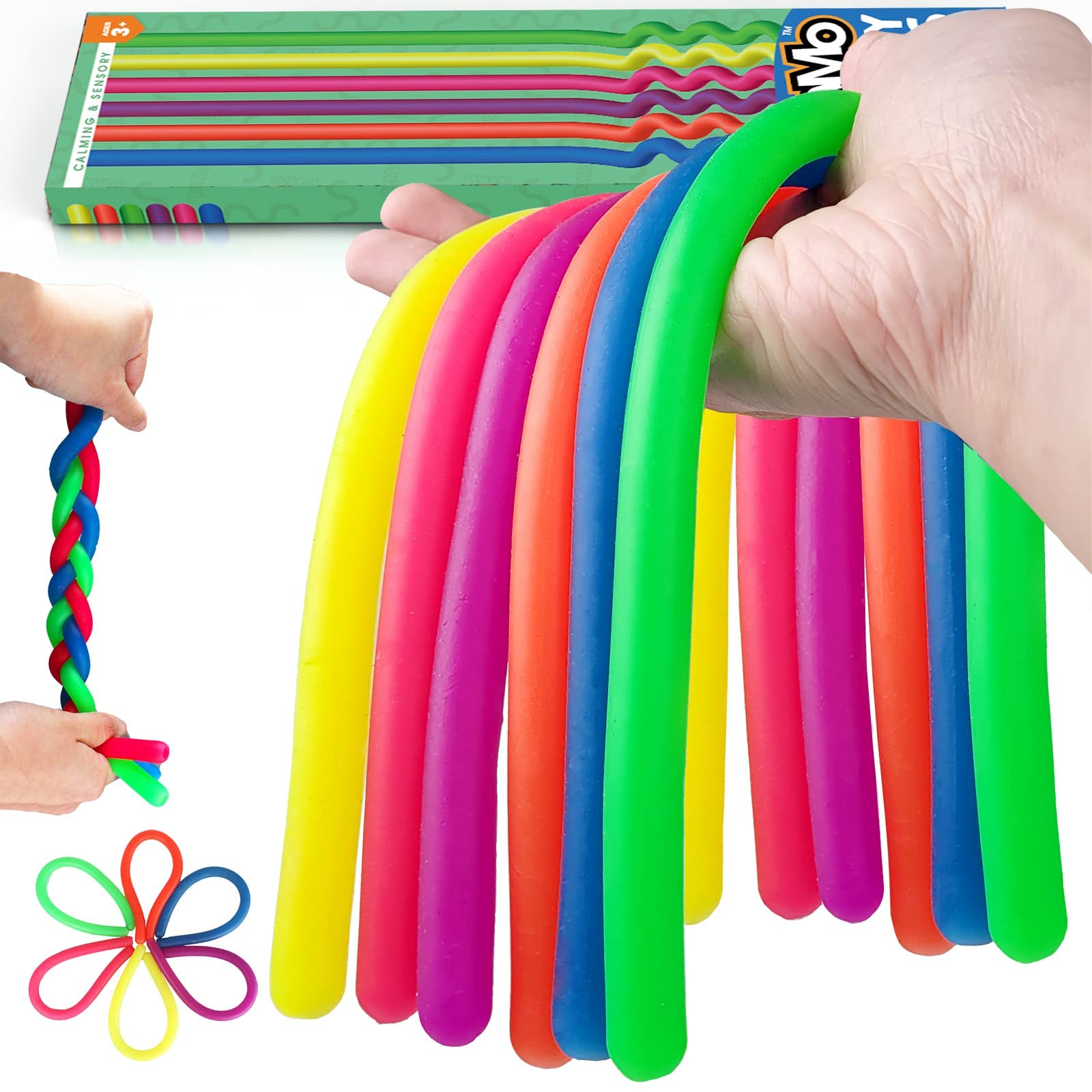 BUNMO Stretchy Strings Sensory Toys 6pk | Perfect Fidget Toy for Anxiety & Stress | Super Calming Fidget Toys | Fun & Engaging Autism Toys | Focus & Stimulation | Hours of Fun for Kids