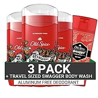 Old Spice Aluminum Free Deodorant for Men, Bearglove Scent, 48 Hr. Protection, 3 Oz (Pack of 3) with Travel-Sized Swagger Body Wash
