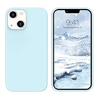GUAGUA Compatible with iPhone 13 Case 6.1 Inch Liquid Silicone Soft Gel Rubber Slim Thin Microfiber Lining Cushion Texture Cover Shockproof Protective Phone Case for iPhone 13 Sky Blue
