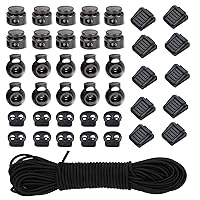 Drawstrings Cordlock Stoppers for 1/8 Cord Shoelaces Black Plastic Toggle Stopper Paracord 25mm x 34mm x 6mm Bags 10 Pack - Black More Wheeled Cord Lock Stopper Clothing - SGT Knots 