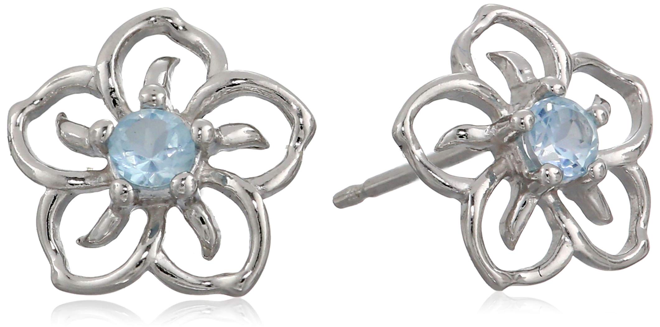 Amazon Collection Sterling Silver Sky Flower Stud Earrings