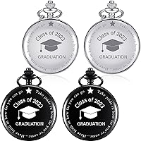 Hicarer 4 Pieces Classic Pocket Watch School Class of 2023 Graduation Gift Engraved Graduation Gift with Storage Box and Chain for College High School Graduation