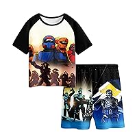 Boys Helldivers 2 Shirt and Shorts Sets Game Character 2pcs Sets for 2-14 Years Kids