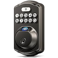 Fingerprint Door Lock, Keyless Entry Door Lock, Electronic Keypad Deadbolt, Biometric Smart Locks for Front Door, Auto Lock, Anti-Peeking Password, Easy Install, Matte Black