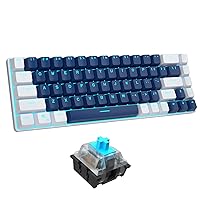 Camiysn 60 Percent Mechanical Keyboard, Compact 68 Keys Anti-ghosting with Blue Switch, Ice Blue Backlit, Detachable Type-C Keyboard for PC Gamer Windows Laptop Mac, White & Blue