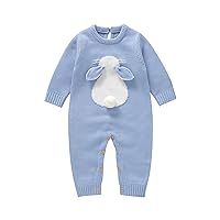 mimixiong Baby Bunny Sweater Toddler Jumpsuits Kid's Knitted Cute Rabbit Romper for Easter Christmas