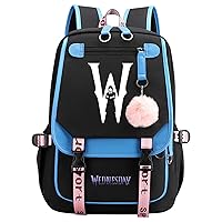 Unisex Lightweight Laptop Daypack with USB Charger Port Wednesday Addams Waterproof Bookbag Novelty Bagpack