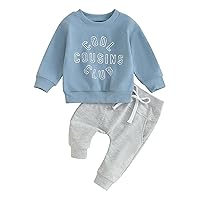 Toddler Boys Fall Outfits Cute Cousin Crew Neck Shirt Long Sleeve Baby Sweatshirts Long Pants 2Pcs Winter Clothes