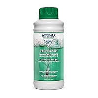 Nikwax Tech Wash 34 fl. oz., Nikwax Tech Wash Technical Cleaner for Jackets and Outerwear, Restores Waterproofing in Rain, Ski, and Snow Gear, Safe for Gore-Tex and DWR