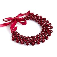 ukrainian jewelry for women - Necklace Namisto Monisto - Round Beads wooden red