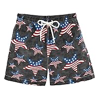 USA Flag Stars Boys Swim Trunks Baby Kids Swimwear Swim Beach Shorts Board Shorts Vacation Essentials,2T