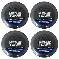 Dove Men+Care Ultra Hydra Cream, Face, Hands and Body care, All Skin Types, 4-Pack of 2.53 Oz Each