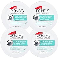 Pond's Light Moisturizer Cream, For Soft and Glowing Skin, Vitamin E, 4-Pack of 2.53 Fl Oz Each