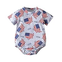 Toddler Infant Baby Girl Boy Funny My First 4th of July Letter Print Outfit Oversized Romper Newborn Patriotic T Shirts