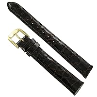 12mm Speidel Brown Genuine Crocodile Classic Padded Stitched Ladies Watch Band - 1057