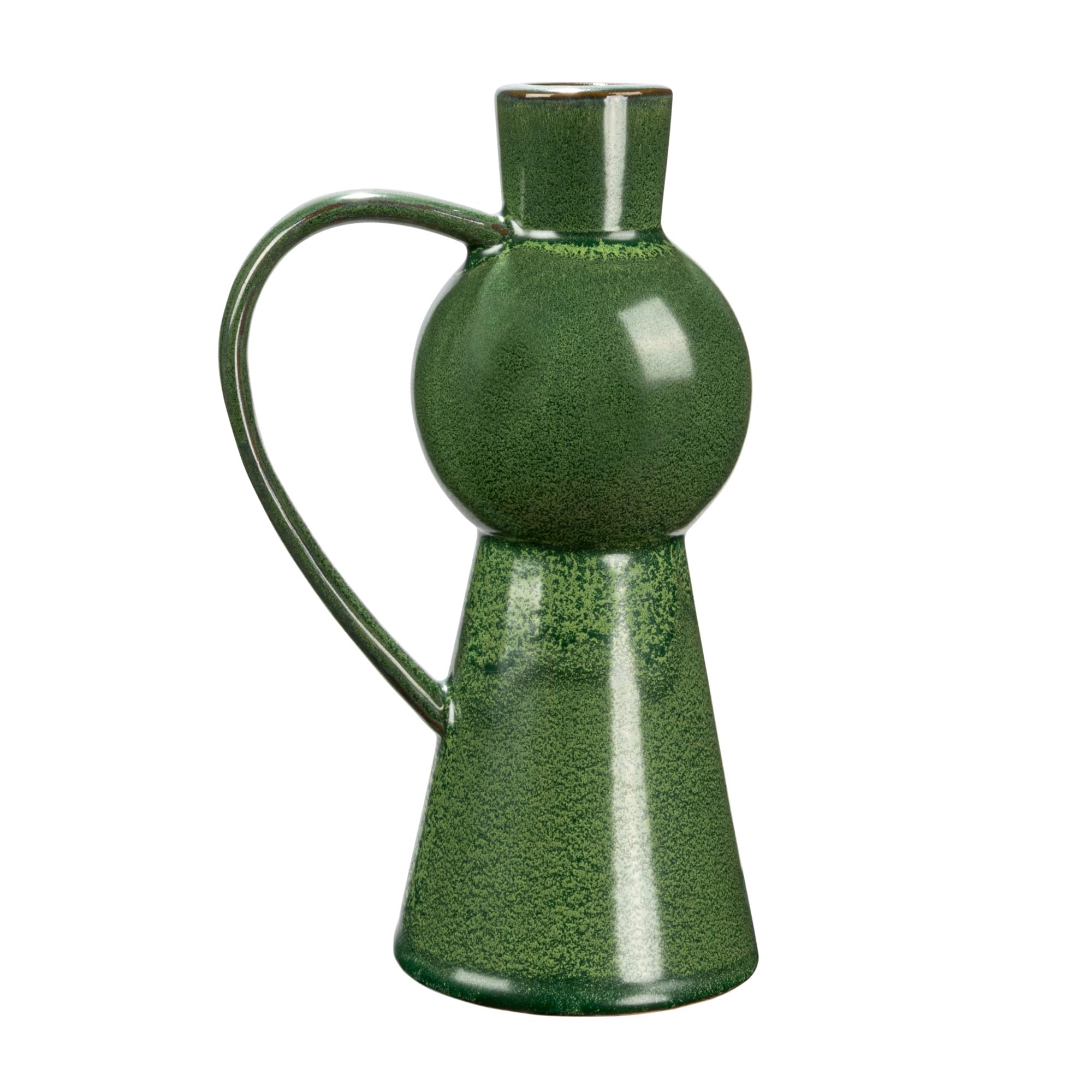 Bloomingville Stoneware Handle, Reactive Glaze, Green (Each One Will Vary) Taper Holder