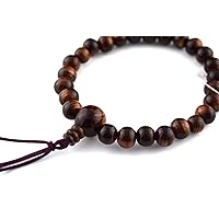 8mm Sendan Wood Bracelet Japanese Juzu Prayer Beads Asian Rosary Cool Zen Handmade Kyoto Gift for he Mens Stretch Bracelet