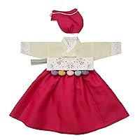 Korean Traditional Clothing Hanbok Girl Baby 100th Days First Birthday Dol Party Celebrations Yellow Red HGGH07