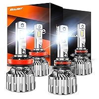 SEALIGHT H11/H9/H8 9005/HB3 Bulbs Combo, 56000LM 6500K Cool White Super Bright 9005 H11 Light Bulbs With 15000RPM Cooling Fan, S6 Plug-N-Play Halogen Replacement, Easy Install Fog Bulbs, Pack of 2