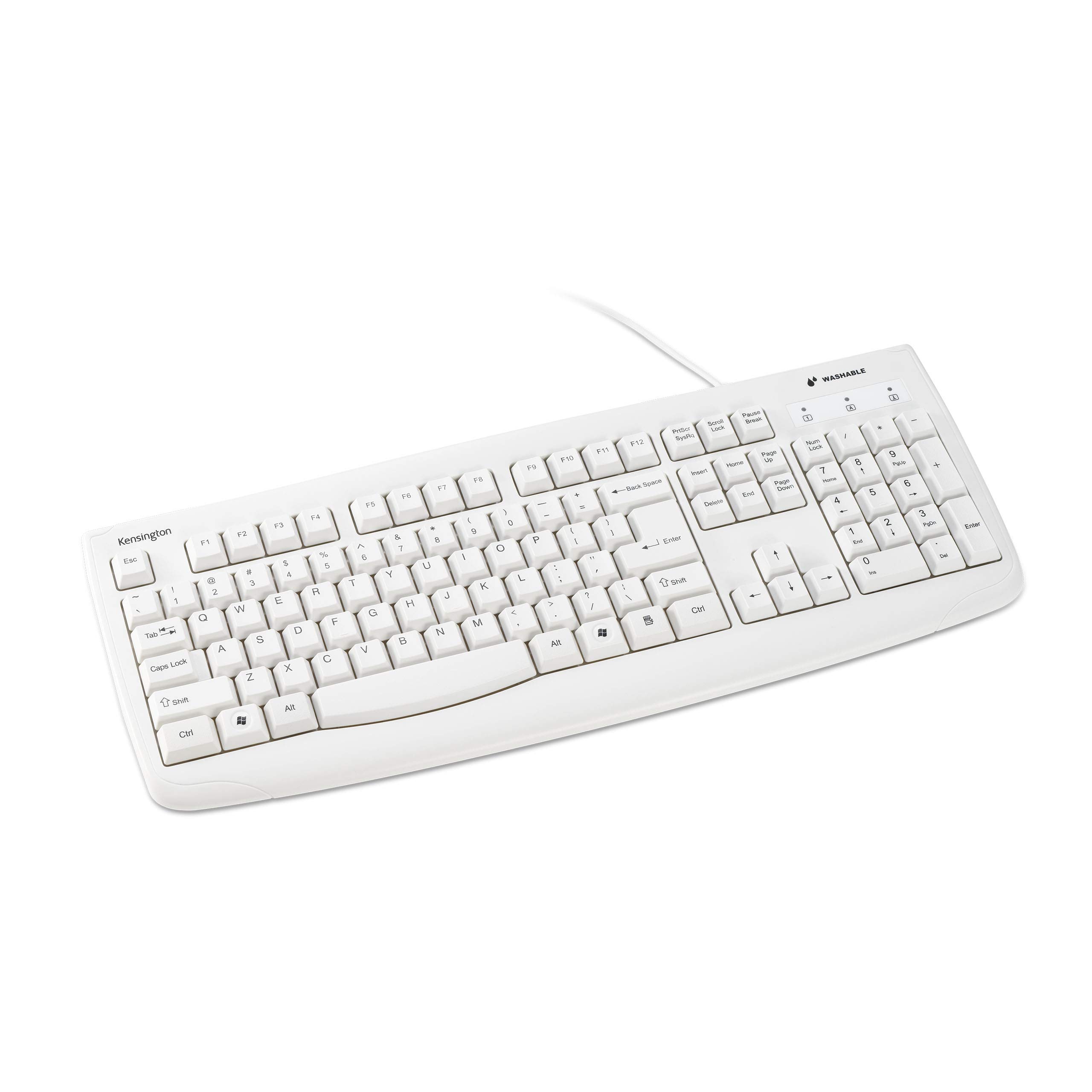 Kensington Pro Fit USB Washable Keyboard, White (K64406US)