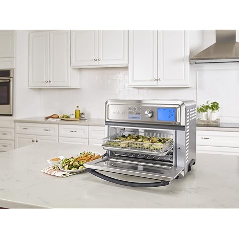 Cuisinart Air Fryer Toaster Oven, Digital Display, Digital 1800 Watt, Adjustable Temperature and Controls, Stainless Steel, TOA-65,Silver