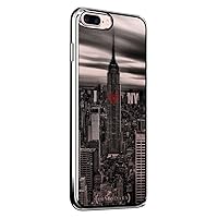 I LOVE NY B&W EMPIRE ST BLDG | Luxendary Chrome Series designer case for iPhone 8/7 Plus in Silver trim