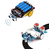 DIY Line Follwing Car and Ultrasonic Obstacle Avoidance Smart Car Kit, Beginners Soldering Practice Robot Car Kit for Home and School Education(Battery Not Include)