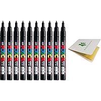 ACEPORTE Posca Paint Marker Pen, 10 Gold Pen Set (PC5M.25) - Medium Point - Odorless Water Resistant Pen Maker, with Original Sticky Notes