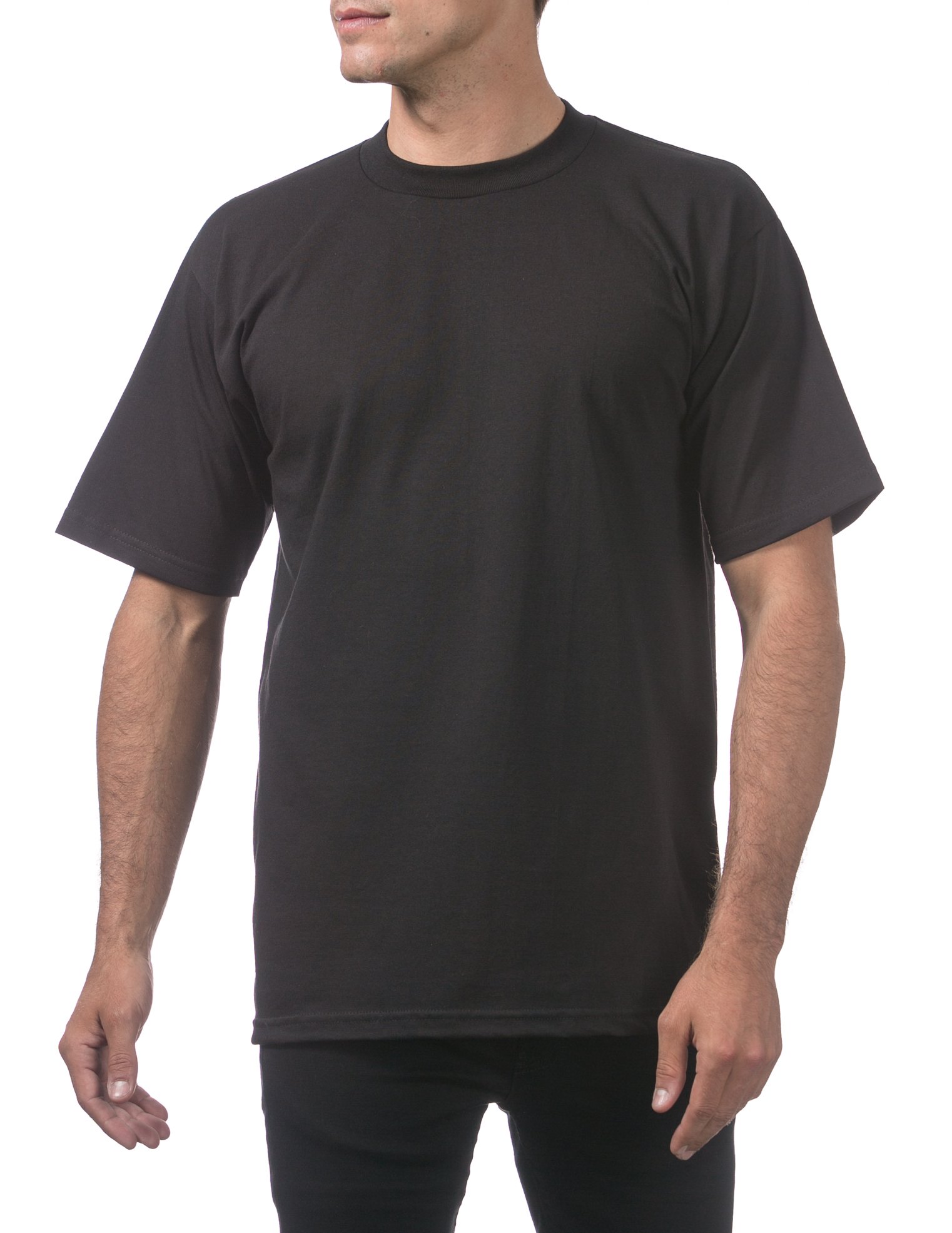 Pro Club Men's 12-Pack Heavyweight Cotton Short Sleeve Crew Neck T-Shirt, Black, 4X-Large