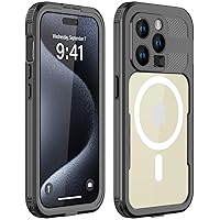for iPhone 15 Pro Phone Case Waterproof Shockproof Dustproof iPhone 15 Pro Waterproof Cover Full-Body Sturdy with Magnetic Ring and Built-in Screen Protector for iPhone 15 Pro Black