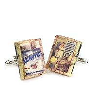 Kidnapped R. L. Stevenson Clay Mini Book Cufflinks Pair Set Stud Double Sided Adapter