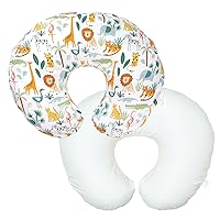 Boppy Nursing Pillow Liner and Colorful Wildlife Nursing Pillow Cover 2 Pack, Includes One White Protective Liner and One Original Boppy Pillow Cover, Nursing Support Pillow Sold Separately