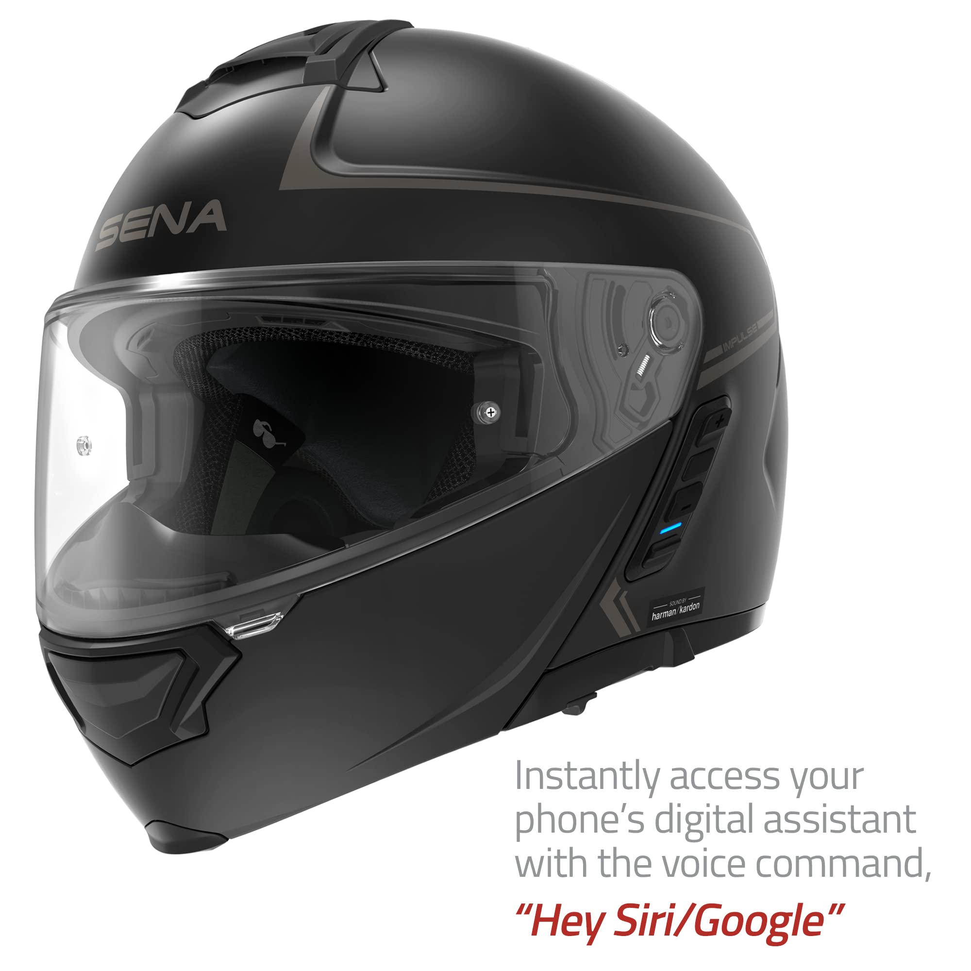 Sena Impulse DOT Flip Up Modular Bluetooth Helmet w/Sound by Harman Kardon Dual Visor Helmet with Integrated Mesh Intercom System / MP3 / Voice Dial