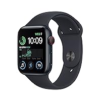 Watch SE (2nd Gen) [GPS +Cellular 44mm] Smart Watch w/Midnight Aluminum Case & Midnight Sport Band - M/L. Fitness & Sleep Tracker, Crash Detection, Heart Rate Monitor, Water Resistant