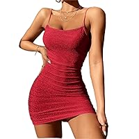 Dresses for Women Ruched Side Glitter Cami Bodycon Dress Womens Dresses