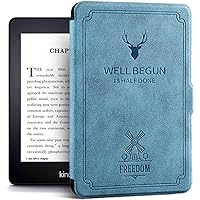 Water-Safe Case for Kindle Paperwhite 4 PU Leather Retro Cover with Auto Wake/Sleep, Fits Kindle Paperwhite 4 10th Gen 2018 Release, Blue