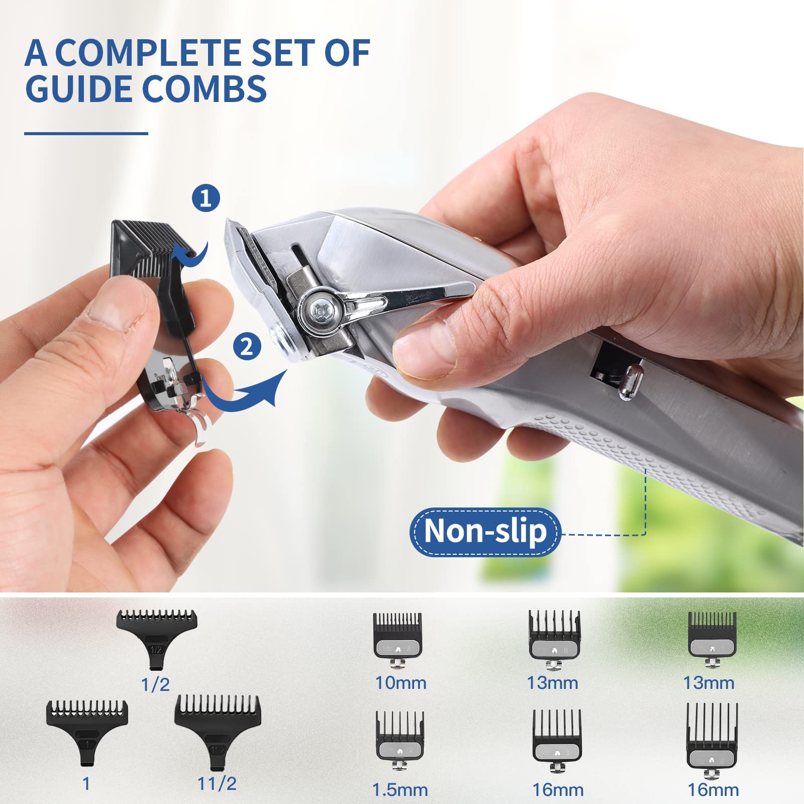 Hair Clippers for Men Full Metal Close Cutting T-Blade Trimmer Kit with LED Display Professional Cordless Hair Cutting Kit Beard Trimmer Barbers Men Kids Clipper Set Grooming Kit (with charger)