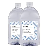 Amazon Brand - Solimo Gentle & Mild Clear Liquid Hand Soap Refill, Triclosan-Free, 56 Fluid Ounces, Pack of 2